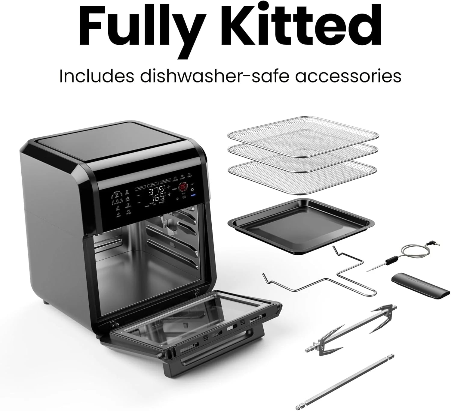 CHEFMAN ExacTemp 12-Quart Air Fryer Integrated Smart Cooking 28 Touchscreen Presets