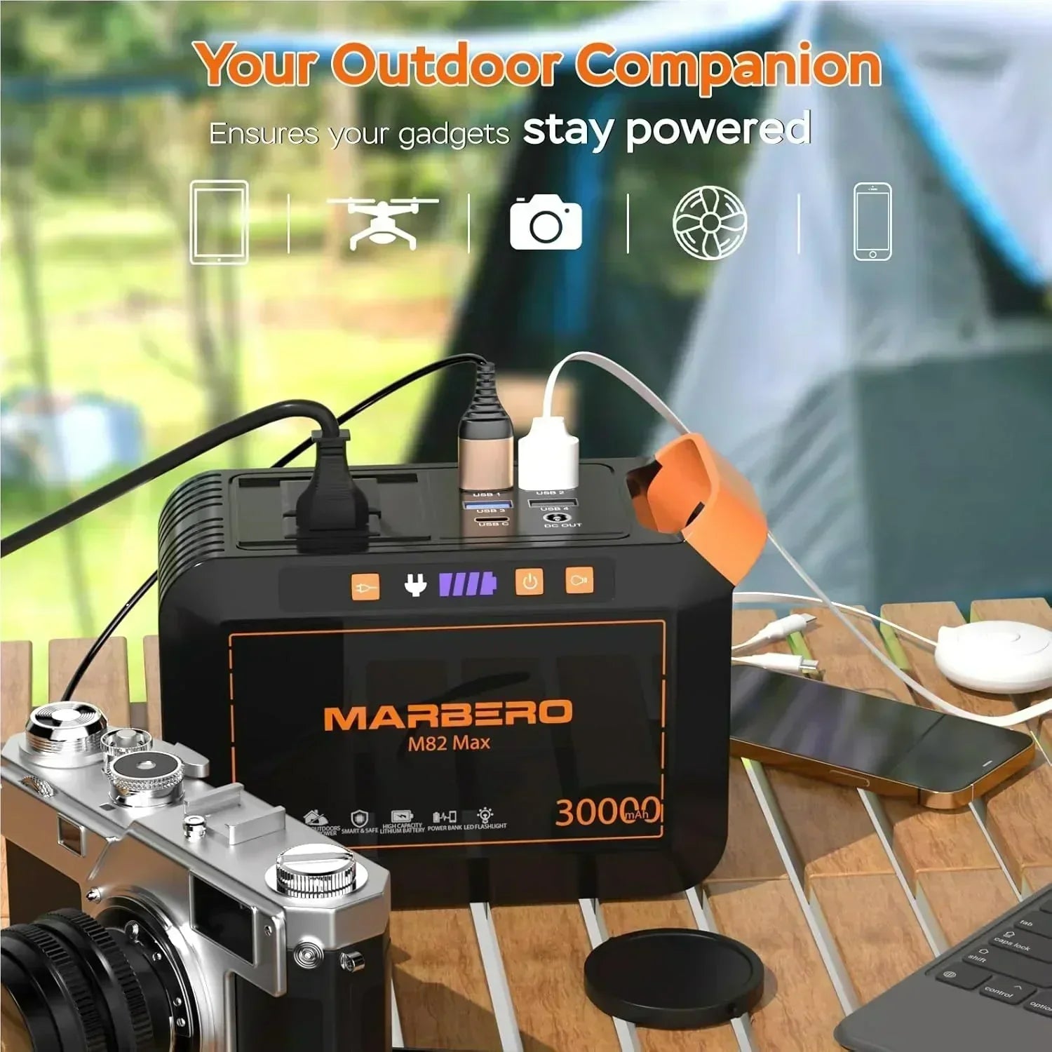 Portable Power Station 88Wh Camping Lithium Battery Solar Generator Fast Charging Power Bank