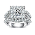 Princess Cut Moissanite Engagement Rings 3.884cttw(2CT Center Stone) D Color VVS1