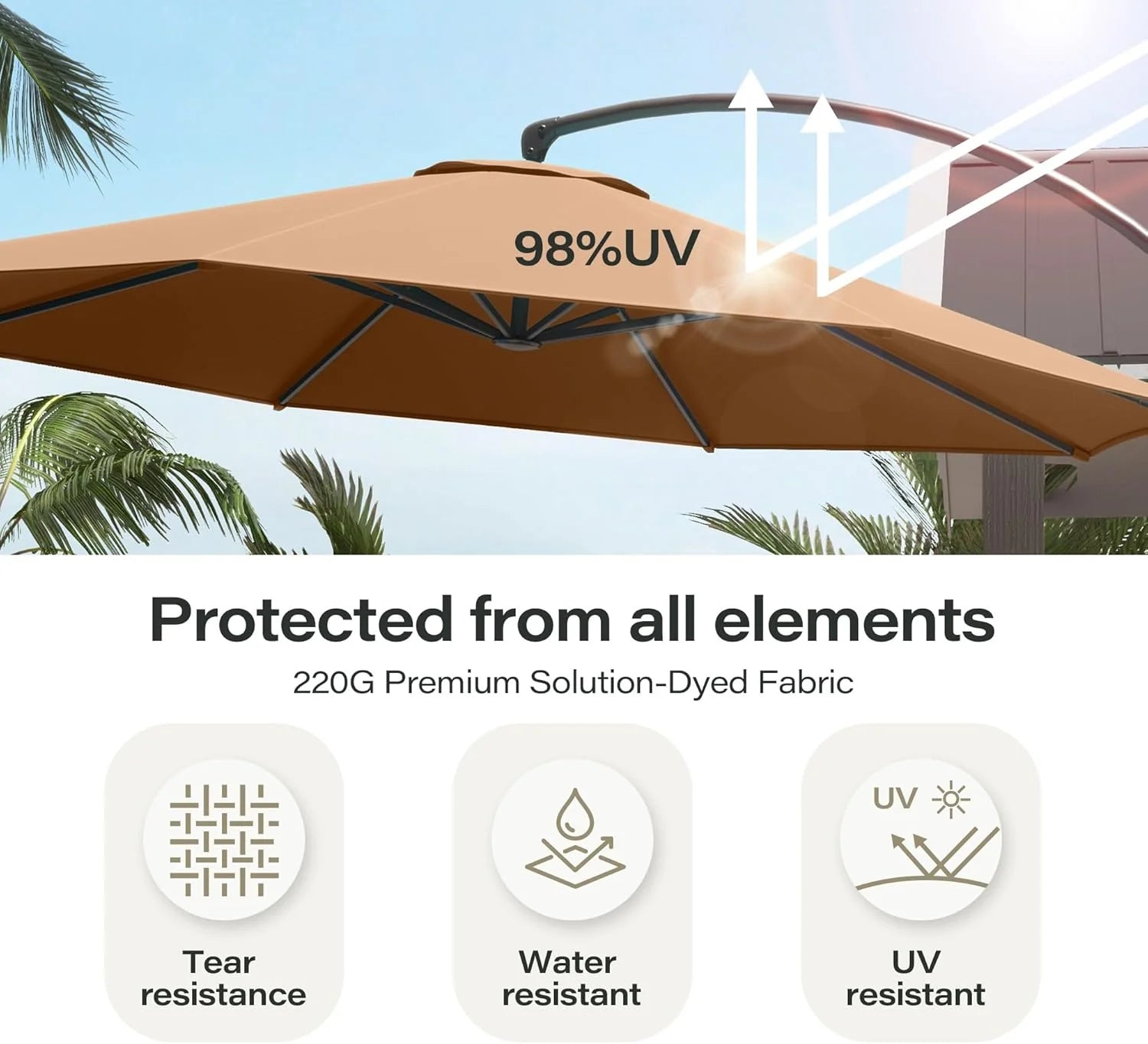 LAUSAINT HOME Outdoor Patio Umbrella with Base included, 11 FT Deluxe Curvy Cantilever Umbrella Heavy Duty Offset Hanging Umbrella with 360° Rotation for Market, Pool, Garden, Backyard, Deck (Beige)