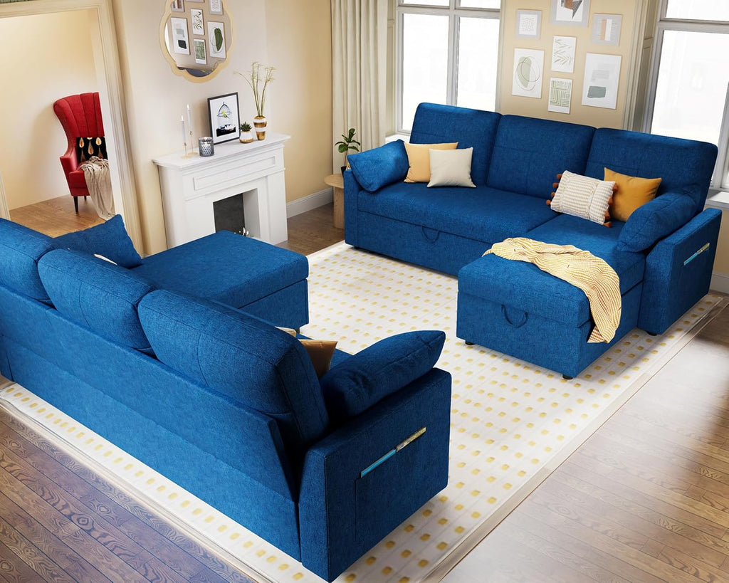 VanAcc Sofa Bed Sleeper Sofa with Storage Chaise 2 in 1 Pull Out Couch Living Room