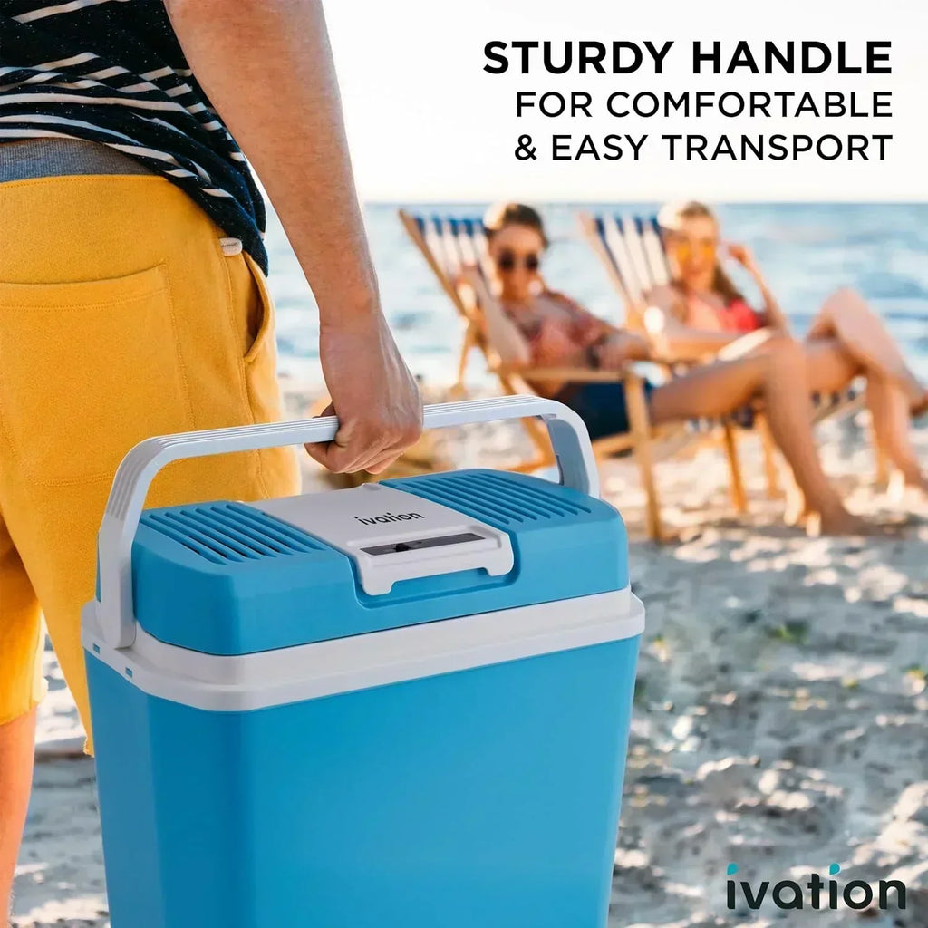 Electric Cooler & Warmer with Handle 24 L Portable Thermoelectric Fridge for Vehicles Trucks