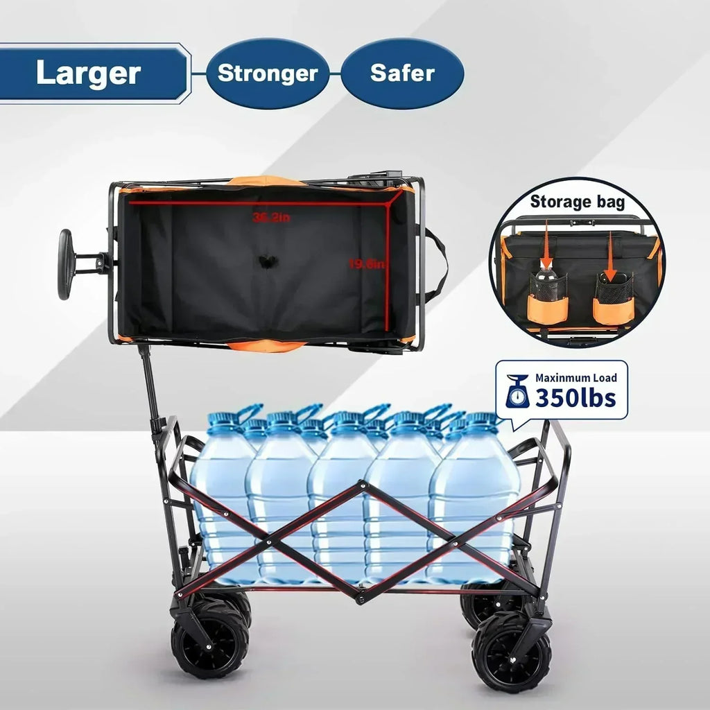 Heavy Duty 350 lb Capacity Foldable Caravan Outdoor Folding Camping Caravan Portable Grocery Cart