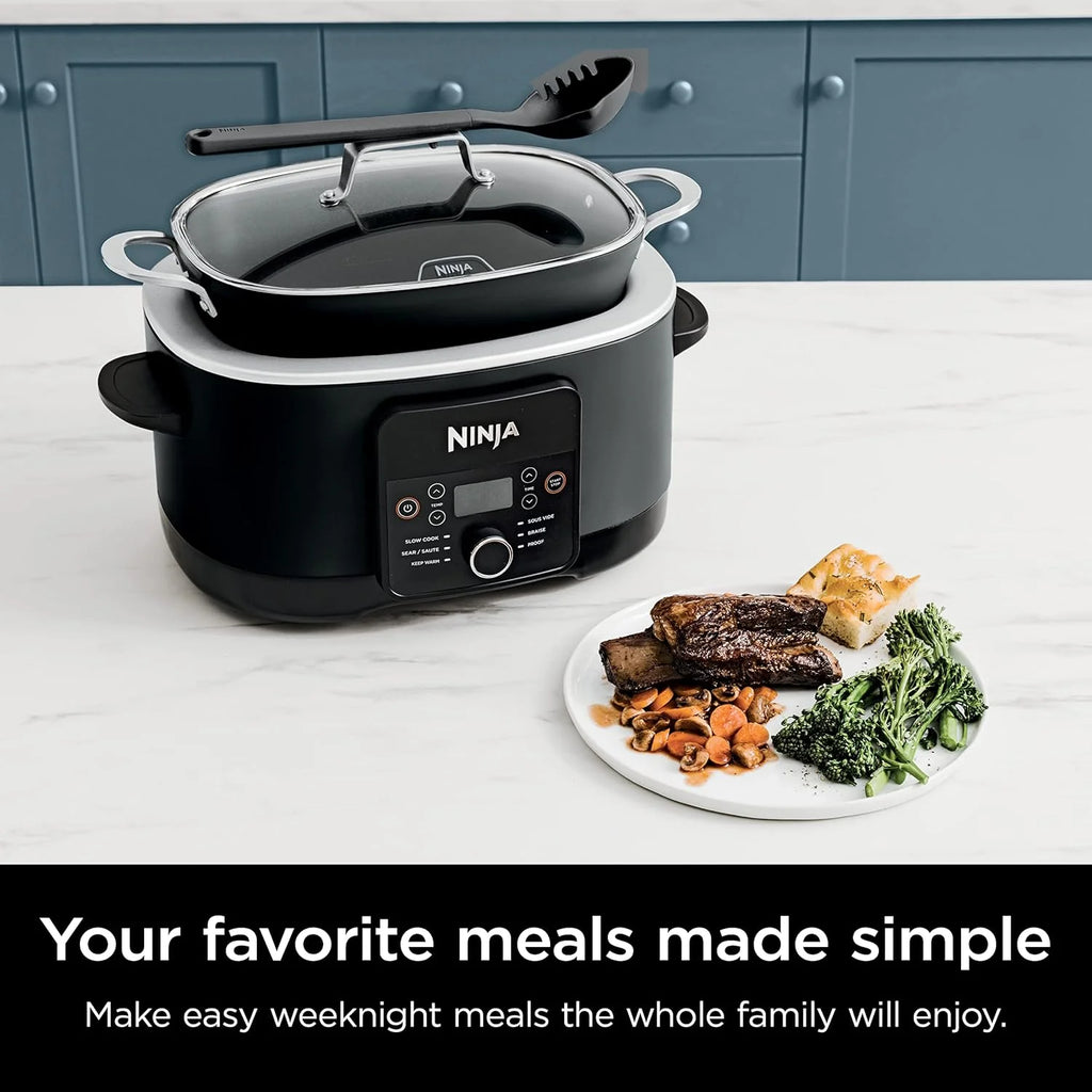 Ninja Slow Cookers 8.5-Quart Multi-Cooker with Dutch oven, steamer, glass lid with integrated spoon, nonstick and oven-safe pot