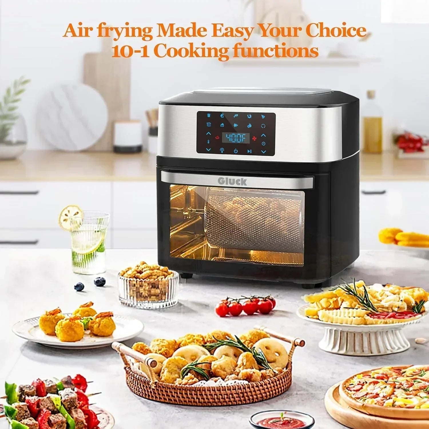 Large 20-quart air fryer 10-in-1 oven-air fryer combo Air fryer rotisserie rack 3 dehydrating racks