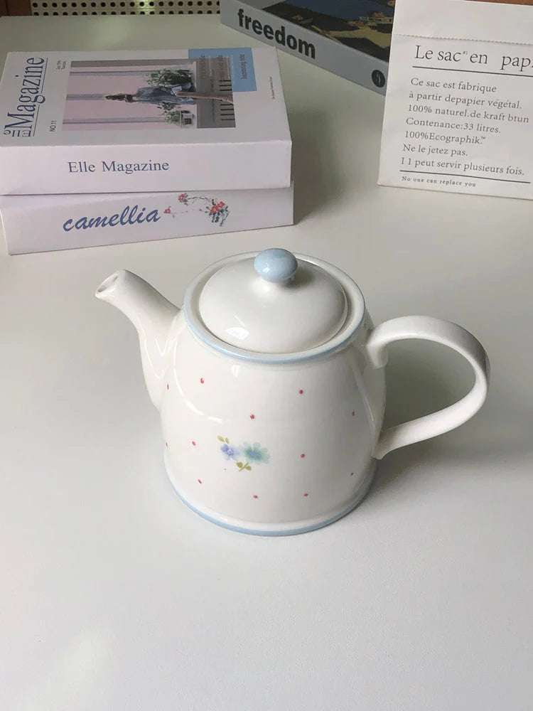 Hochwertiges europäisches Vintage-Teekannen- und Wasserkocher-Set aus Keramik, stilvoll für den Heimgebrauch