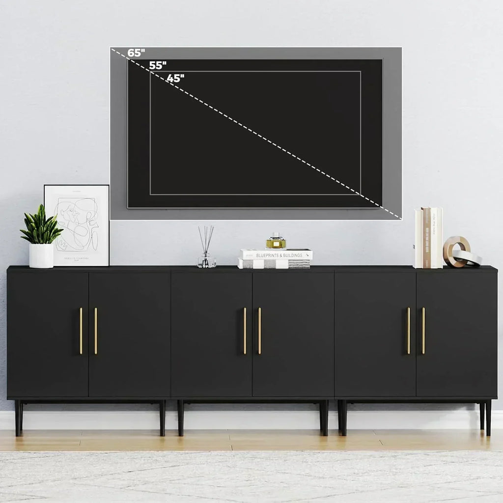 Free Standing Cabinet Black Wood for Living Room Bedroom Dining Room Hallway