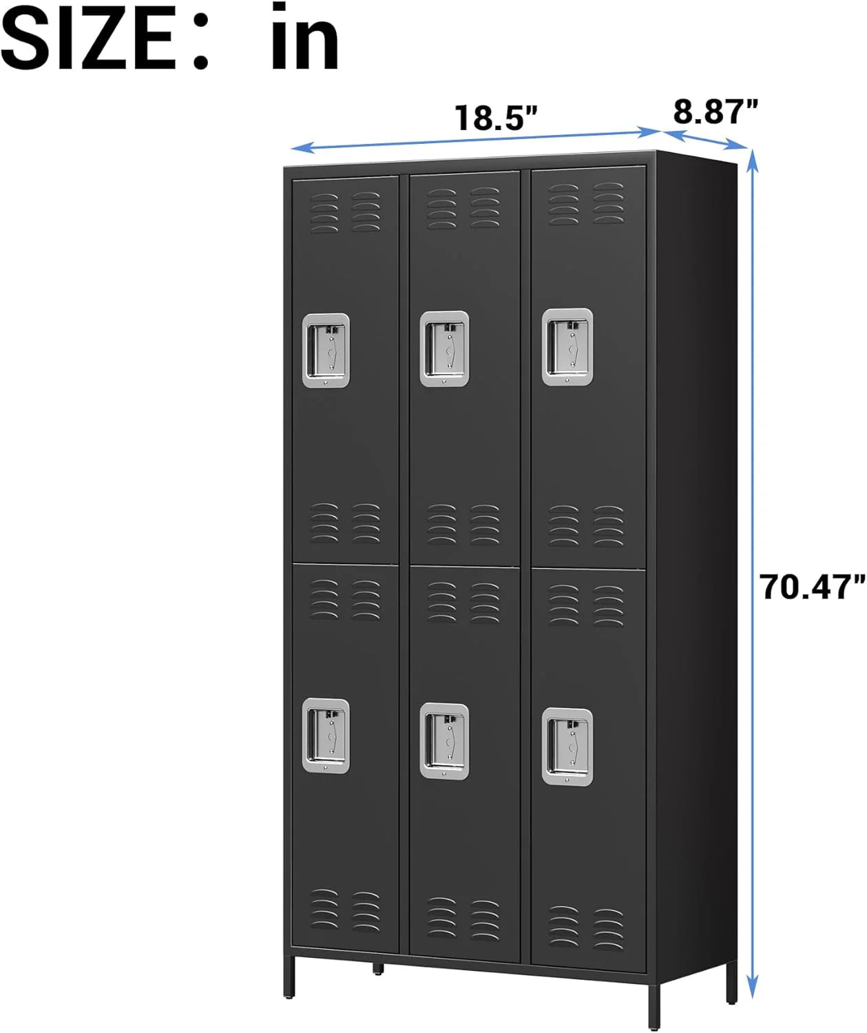 GAOMON Locker for Employees, 6 Doors Locker Cabinet with Hooks, Storage Locker for Home, Office, Gym, School, Assembly Required, Black