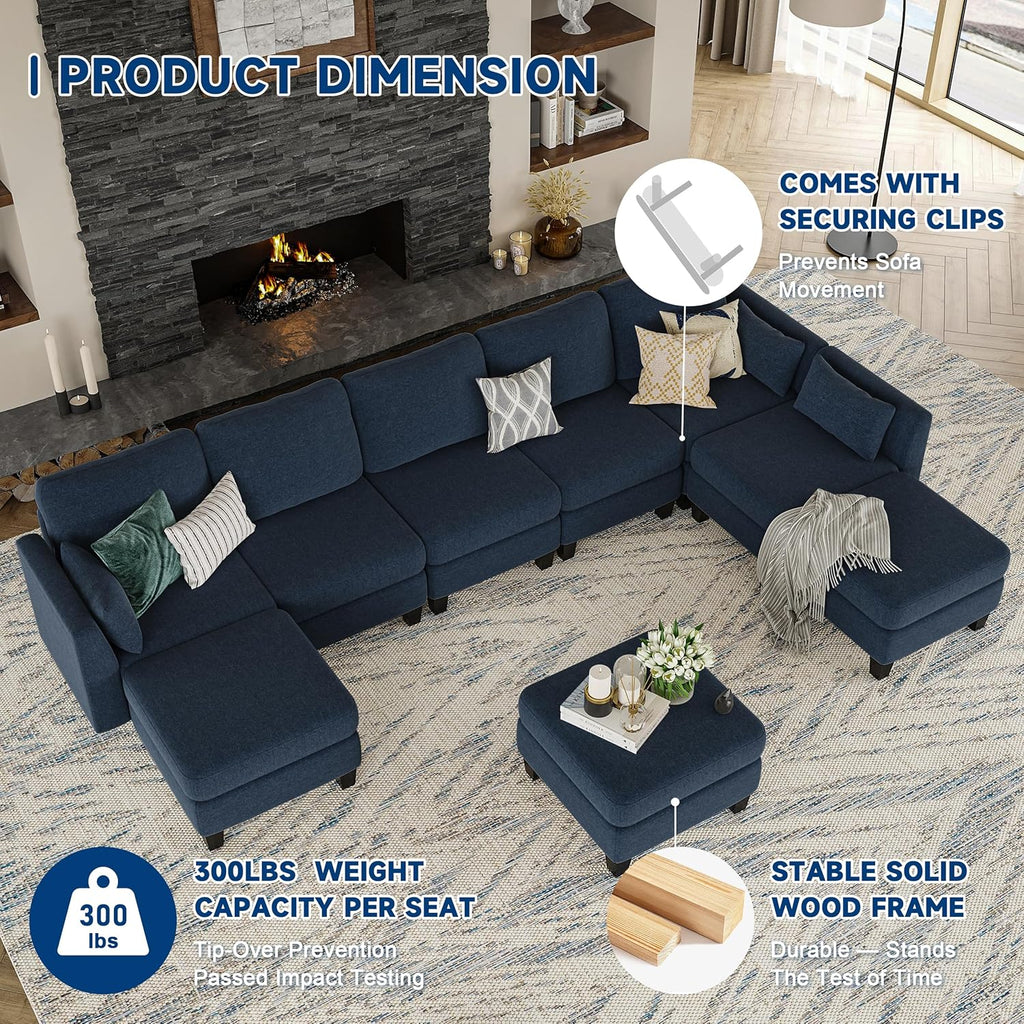 Modular Sectional Sof Convertible U Shaped Sofa Couch with High Density Memory Foam