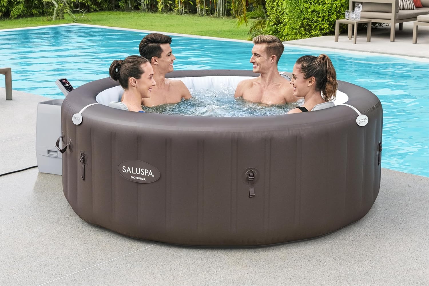 Bestway SaluSpa Miami EnergySense AirJet Inflatable Hot Tub Spa 71 x 26 Portable Hot Tub
