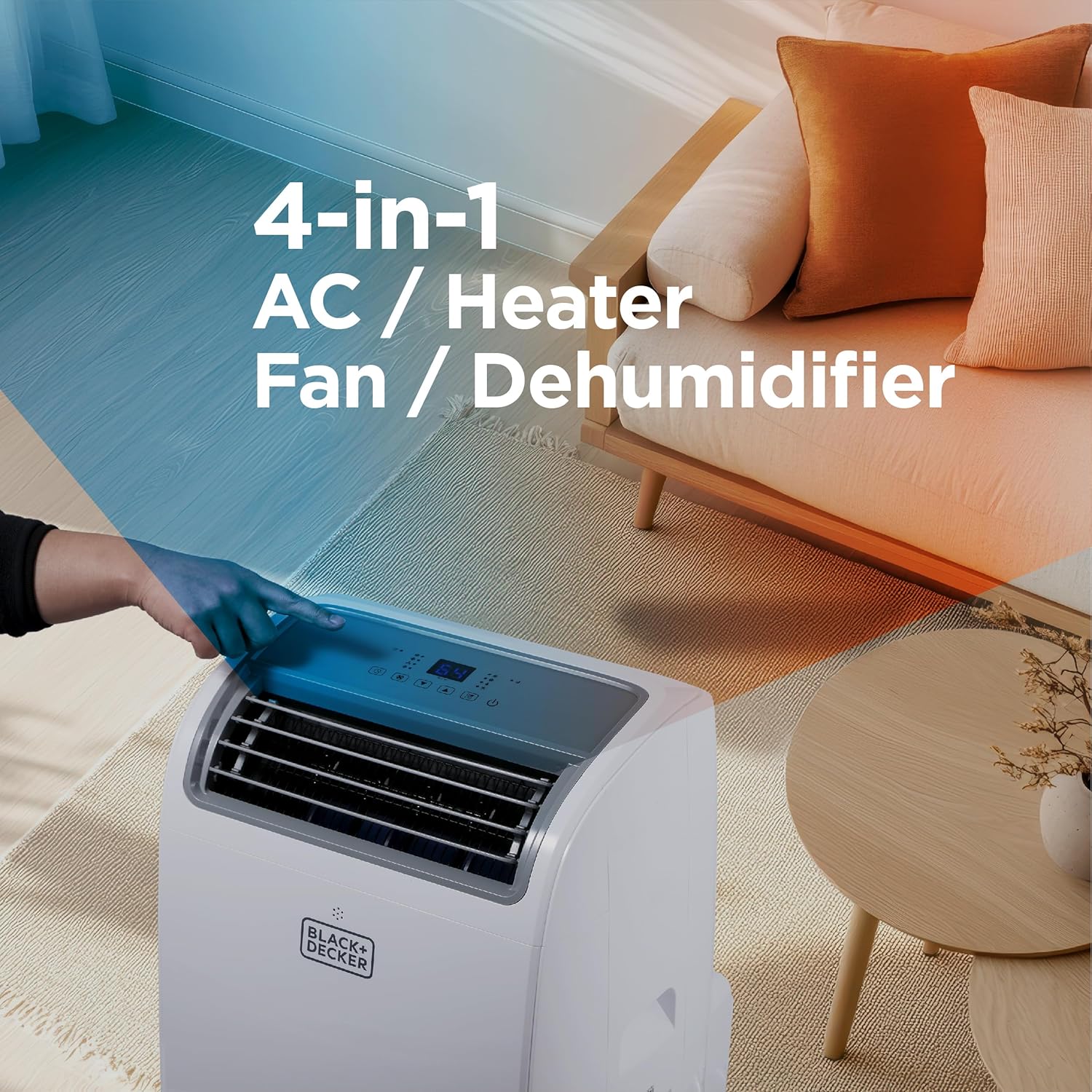 BLACK+DECKER 10,000 BTU Portable Air Conditioner for Rooms up to 450 Sq with Remote Control