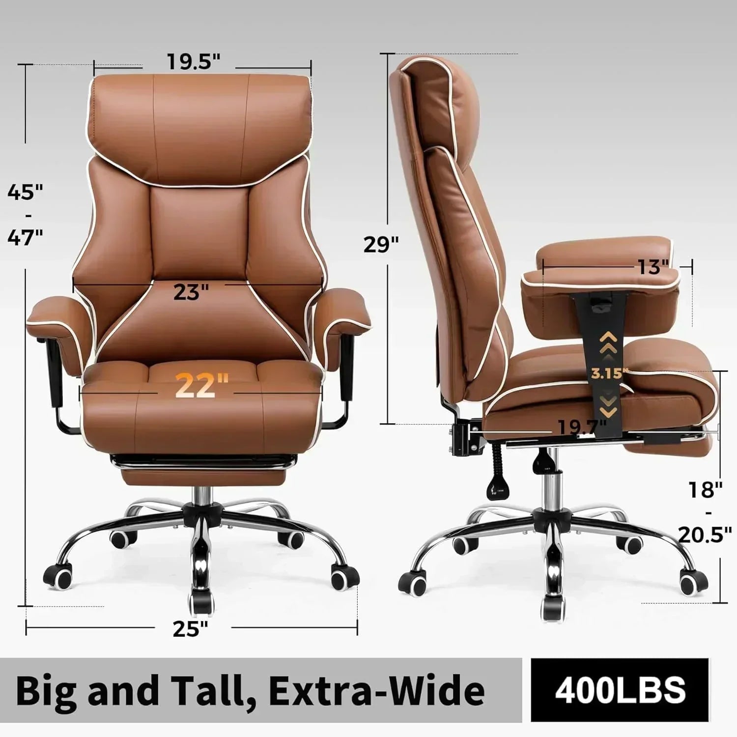 Large Tall Gaming Chair 400 lb Heavy Duty Office Chair