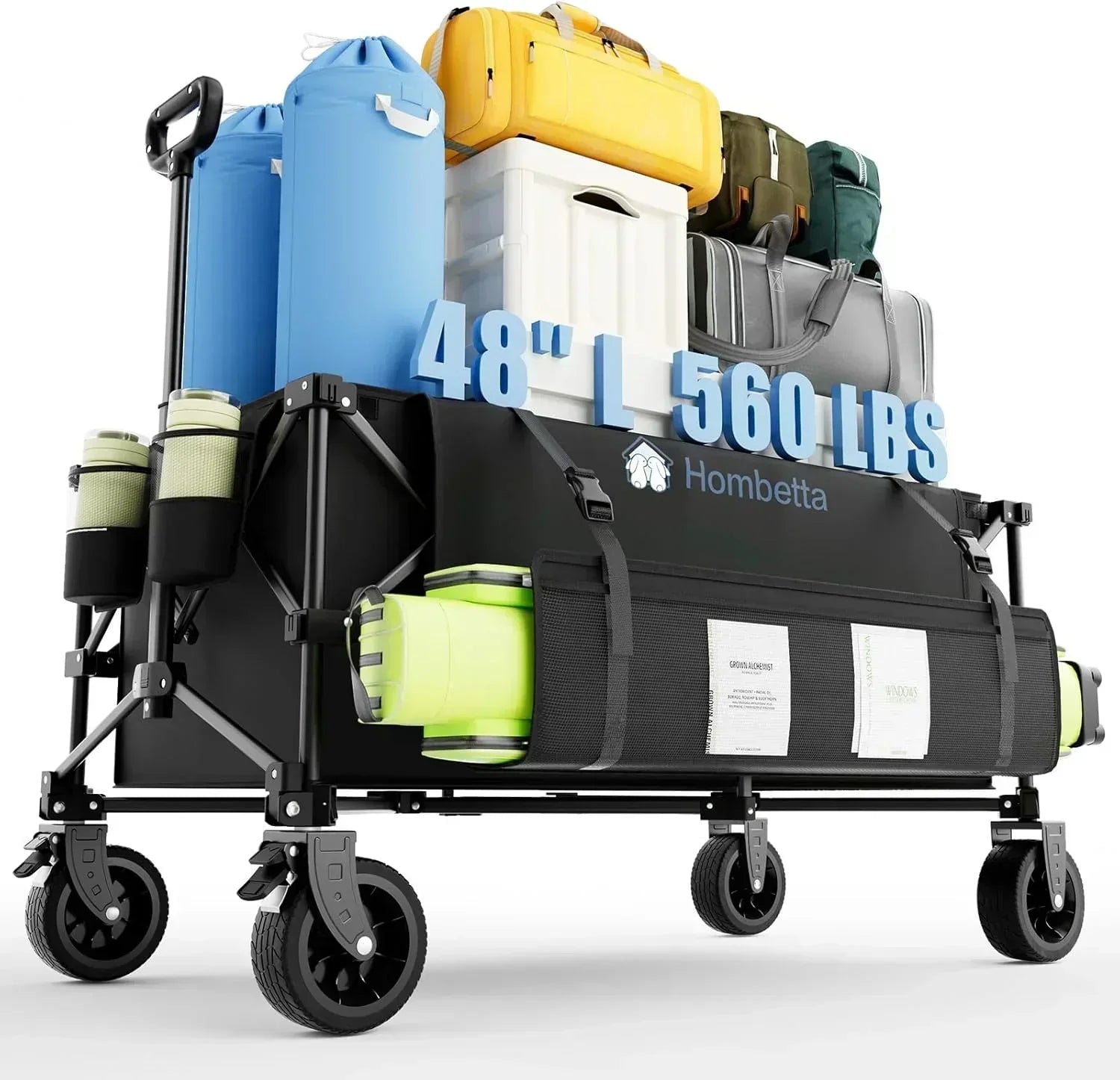 48 Extra Large Folding Travel Cart 560 lb Capacity 350 L Heavy Duty Utility Cart with Brakes