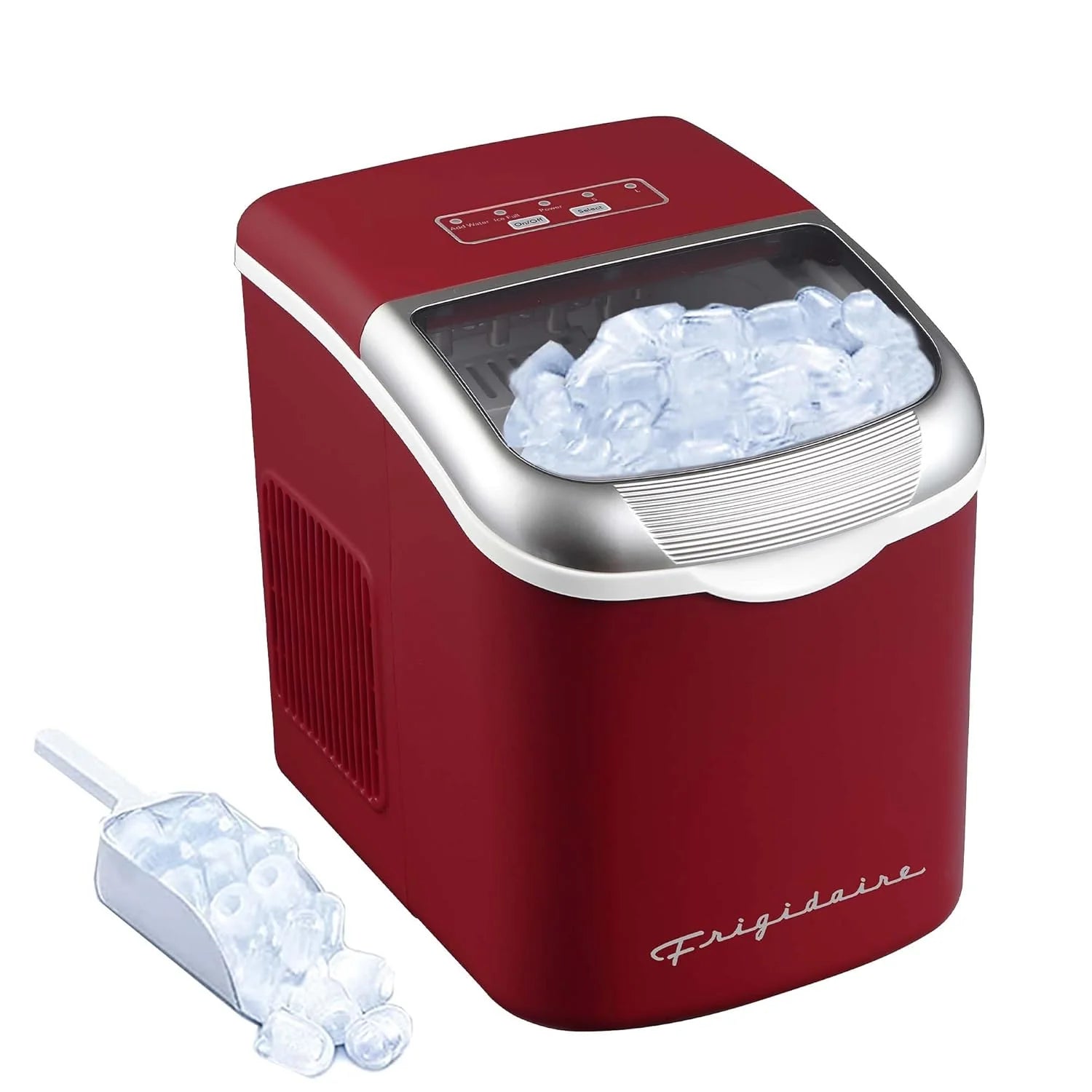 FRIGIDAIRE Retro Compact Ice Maker Machine, Bullet Ice, 26 lb per Day (BlackRoseGold)