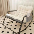 Modern Lounge Chair for Balcony Upholstered w/Side Pockets Outdoor Rocking Chair