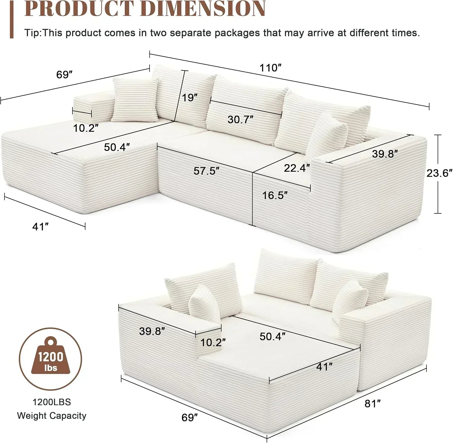 110-inch cloud sofa boneless sofa in the living room modular sofa with deep seats