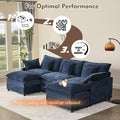 108 U Shaped Couch, Modular Sectional Sofa, 3-Seater Comfy Cloud Couch with Movable Ottoman, Deep Seat Couches for Living Room, Chenille, Slate