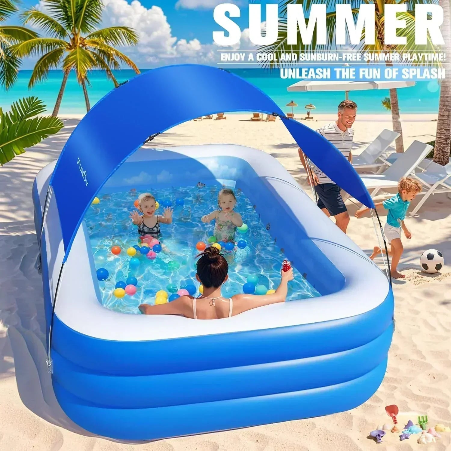 Inflatable Pool with Canopy Upgraded Inflatable Swimming Pool Large Inflatable Blow up Pools