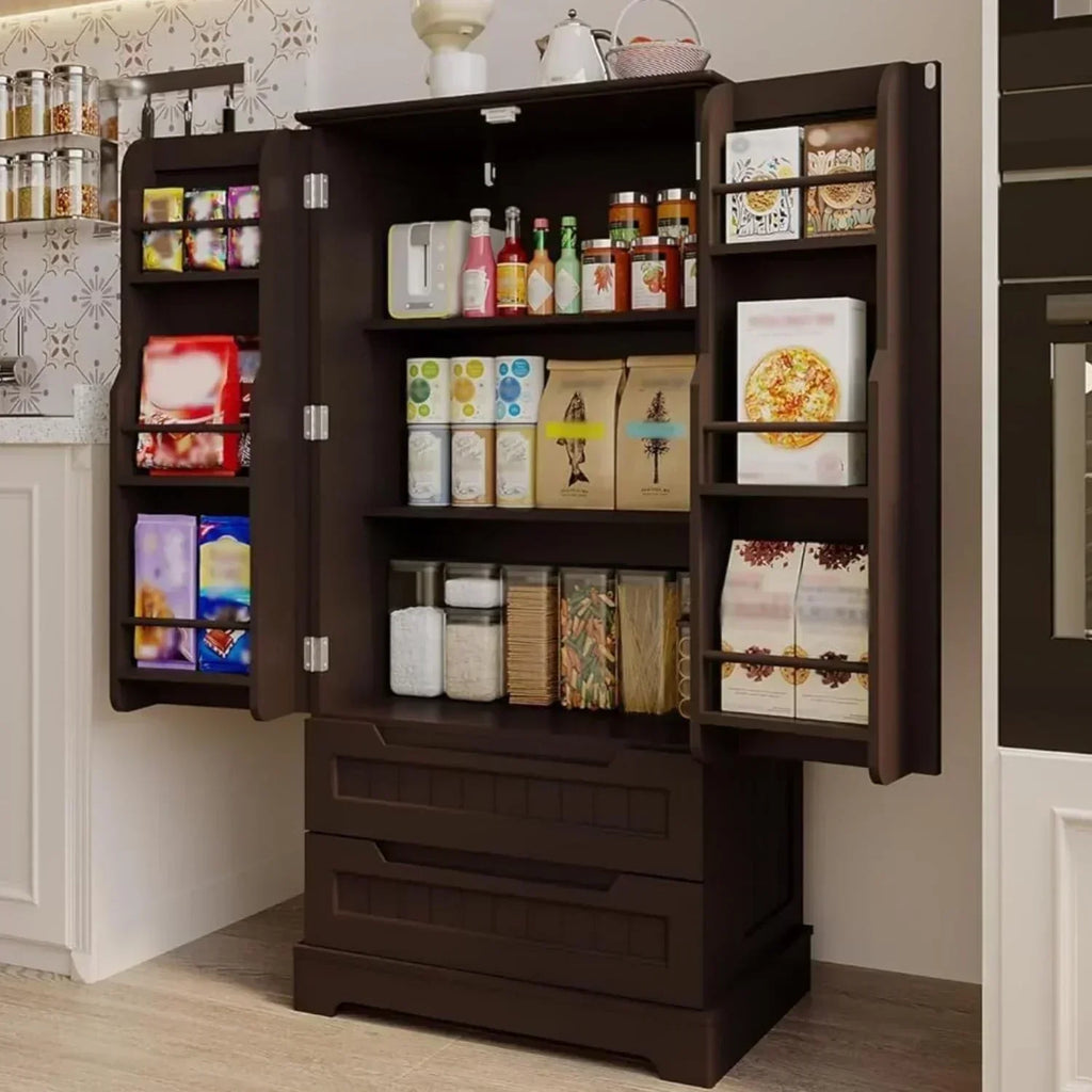 Gizoon Kitchen Pantry Cabinet with Drawers Freestanding Bathroom Storage Cabinet with Doors