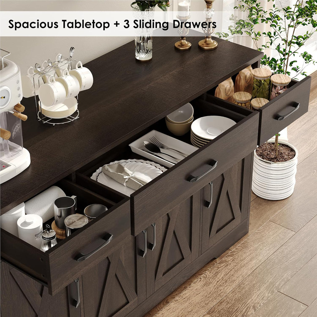Sideboard with drawers large 55-inch sideboard modern farmhouse wood kitchen dining table