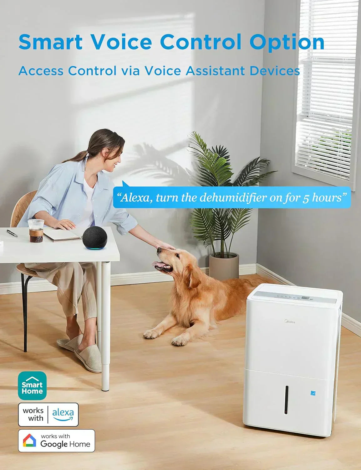 Midea 4,500 Sq. Ft. Dehumidifier Pump Included Energy Star Certified 50 Pint Ideal For Basements