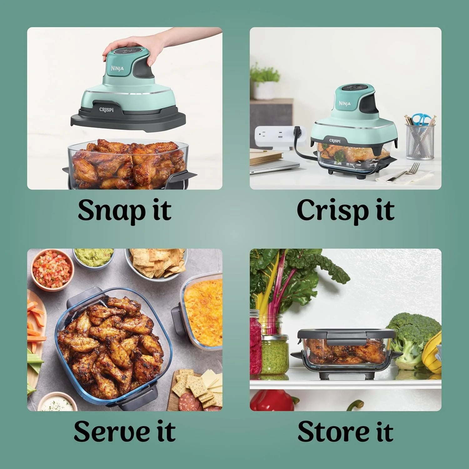 Ninja Crispi 4-in-1 Portable Glass Air Fryer Cooking System