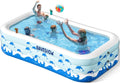 Inflatable Swimming Pool with Seats, 130 x 72 x 22 Full-Sized Durable PVC Thickened Above Ground Family Blow Up Pool for Outdoor Summer Water Party Backyard Garden Lawn