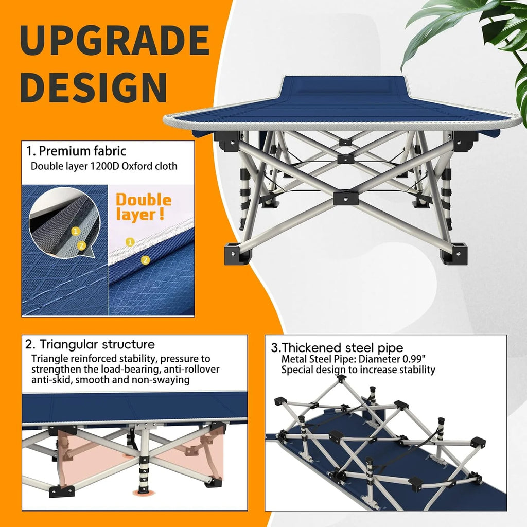 2 Pack Camping Cot with Mattress Comfortable Cot Bed Folding Cot Heavy Duty Cots for Sleeping with Carry Bag for Adults Kids Guest Bed Outdoor Indoor Home