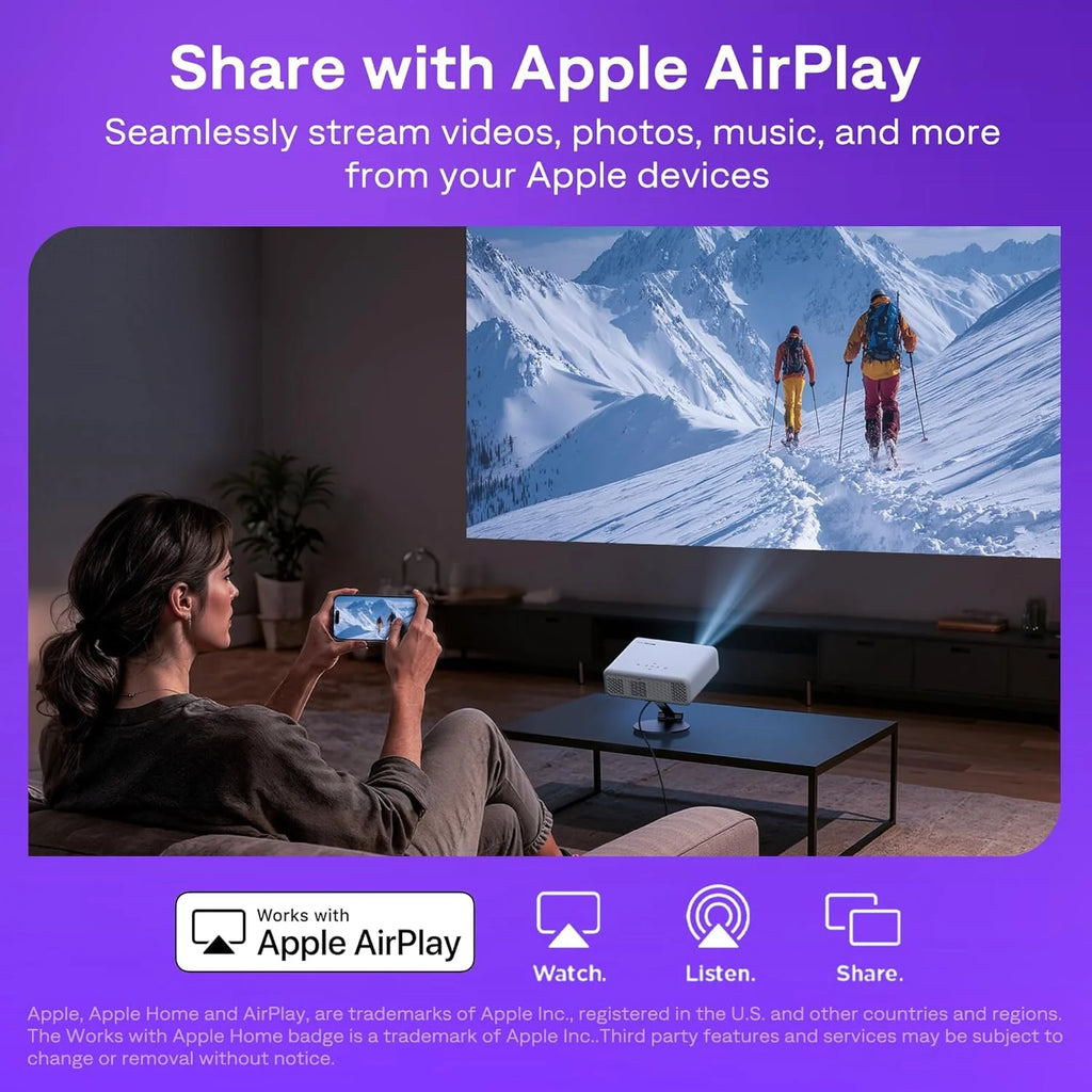 Aurzen Roku TV Smart Projector with Wifi and Bluetooth, Roku Streaming Experience Built-in