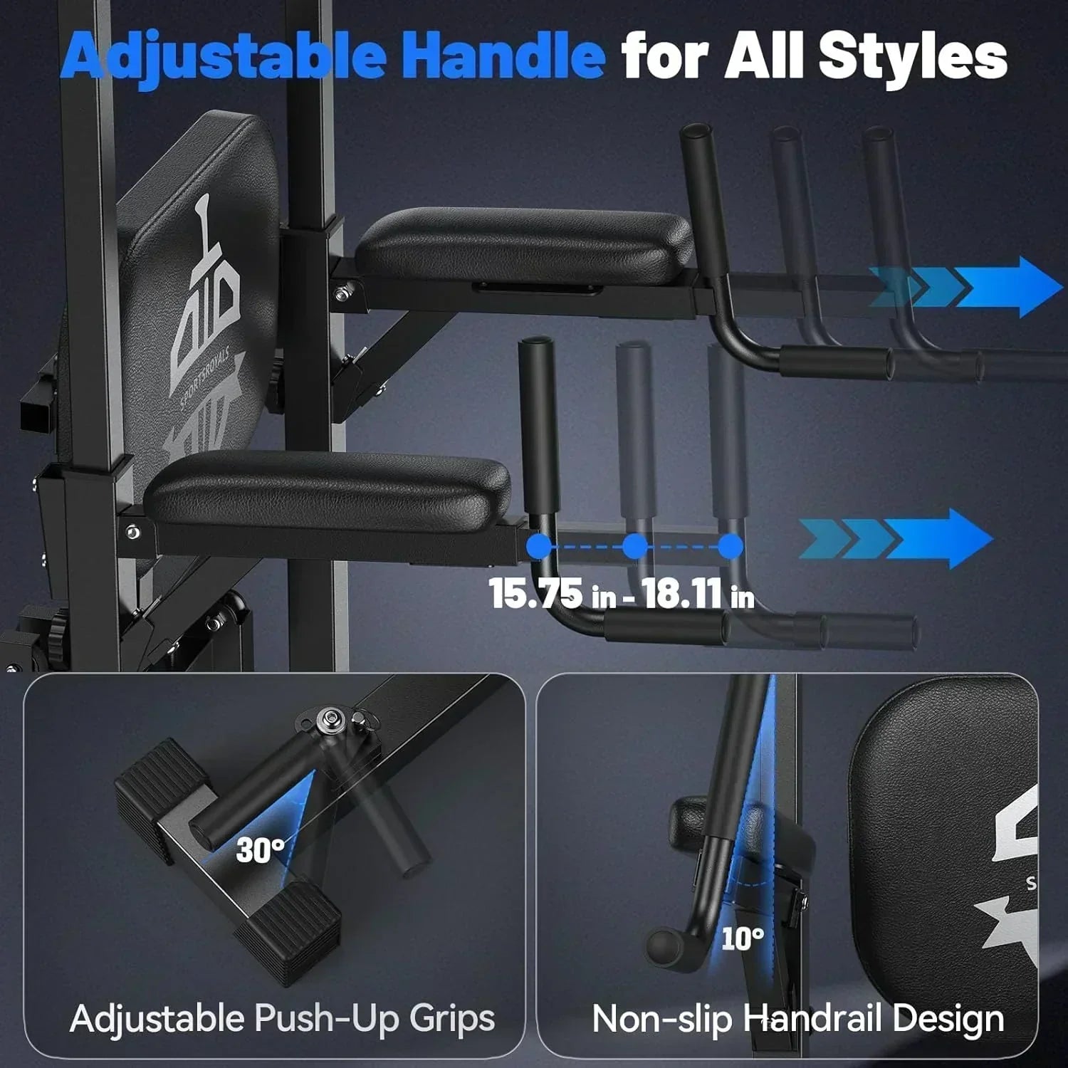 Sportsroyals Power Tower Pull Up Bar Station 450 lbs stable suspended immersion tilt station