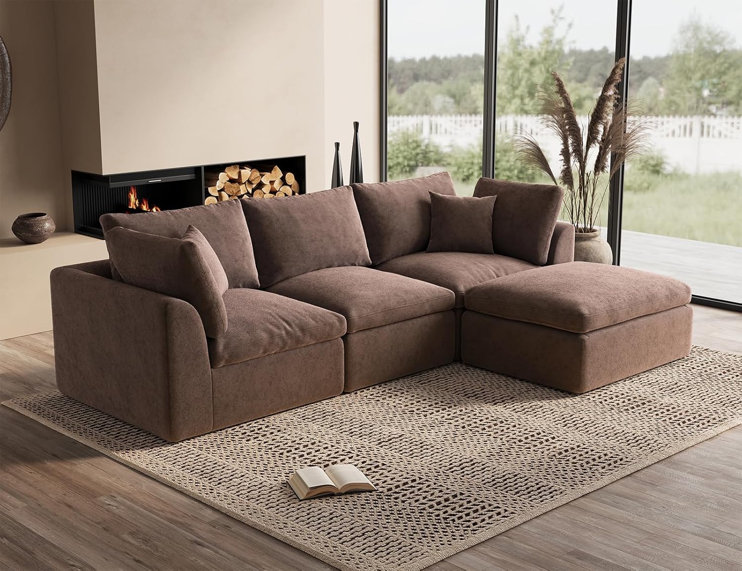 110 inch cloud sectional sofa for living room convertible L-shaped sofa 3 seater sectional sofa