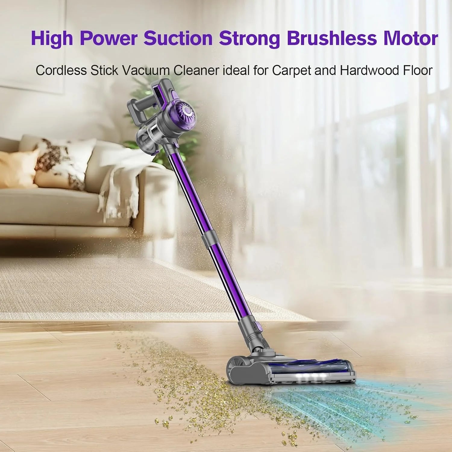 Cordless Vacuum Cleaner, Lightweight 2-in-1 Stick & Handheld Vacuum for Apartment, Pet Hair & Car Cleaning, S1