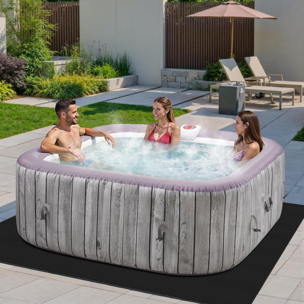 4-6 Person Inflatable Hot Tub, Portable Outdoor Spa with 130 Air Jets, Circulation Heating