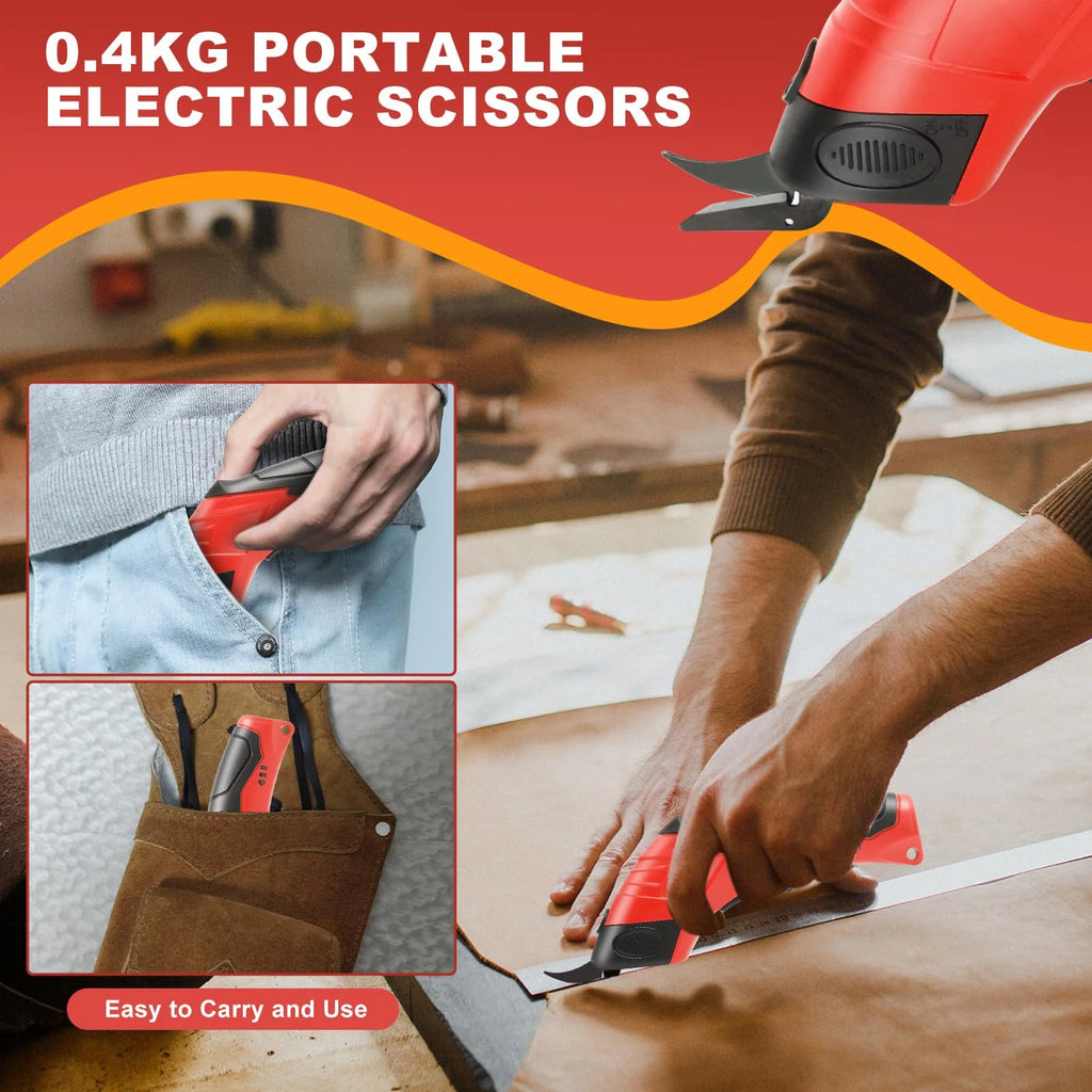 Cordless Electric Scissors 4 2V Rechargeable with 3 Blades Safety Lock for Fabric Cardboard Carpet