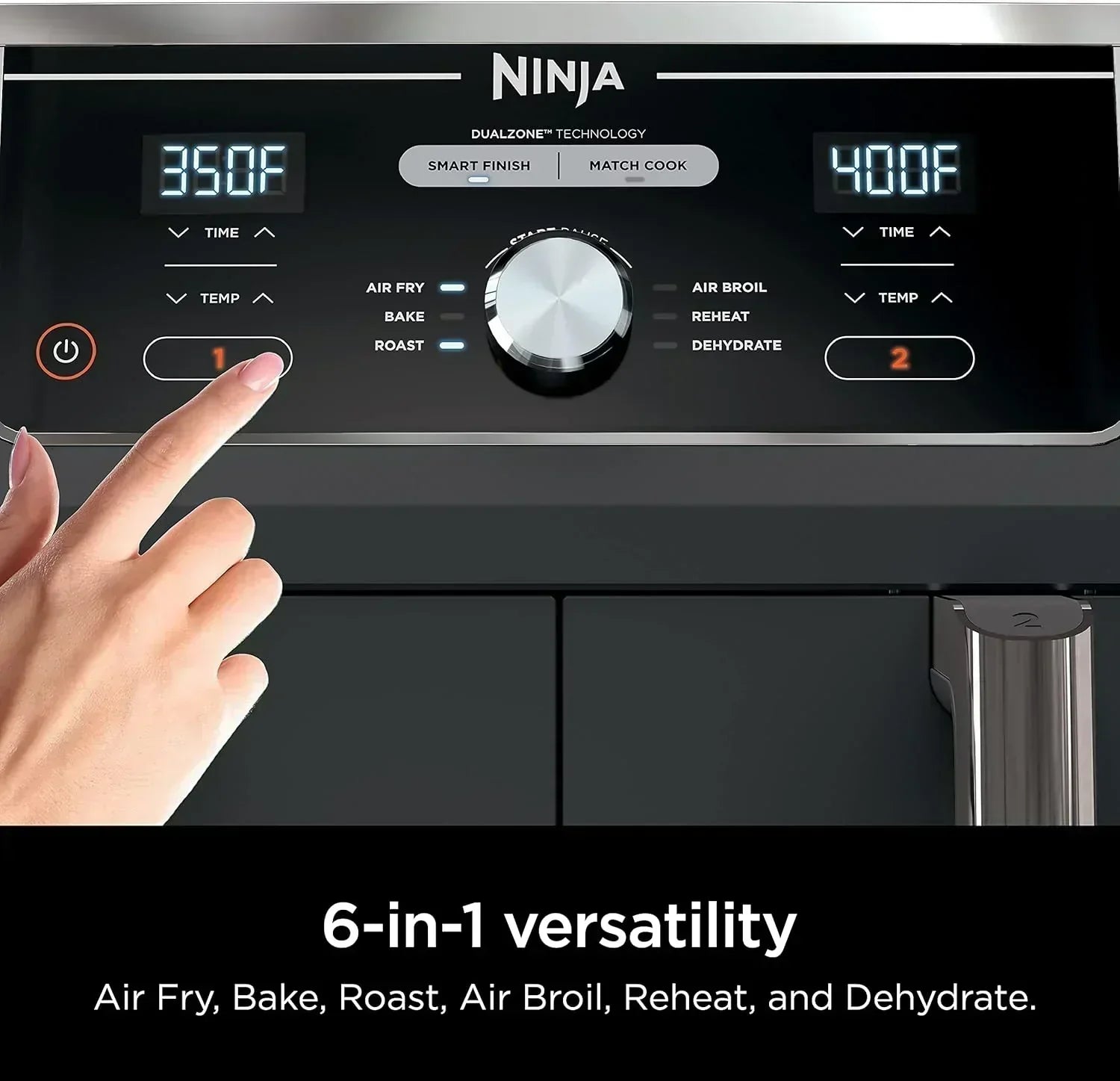 Ninja Foodi 6-in-1 FlexBasket Air Fryer with 7 QT MegaZone Basket Divider for Large Proteins