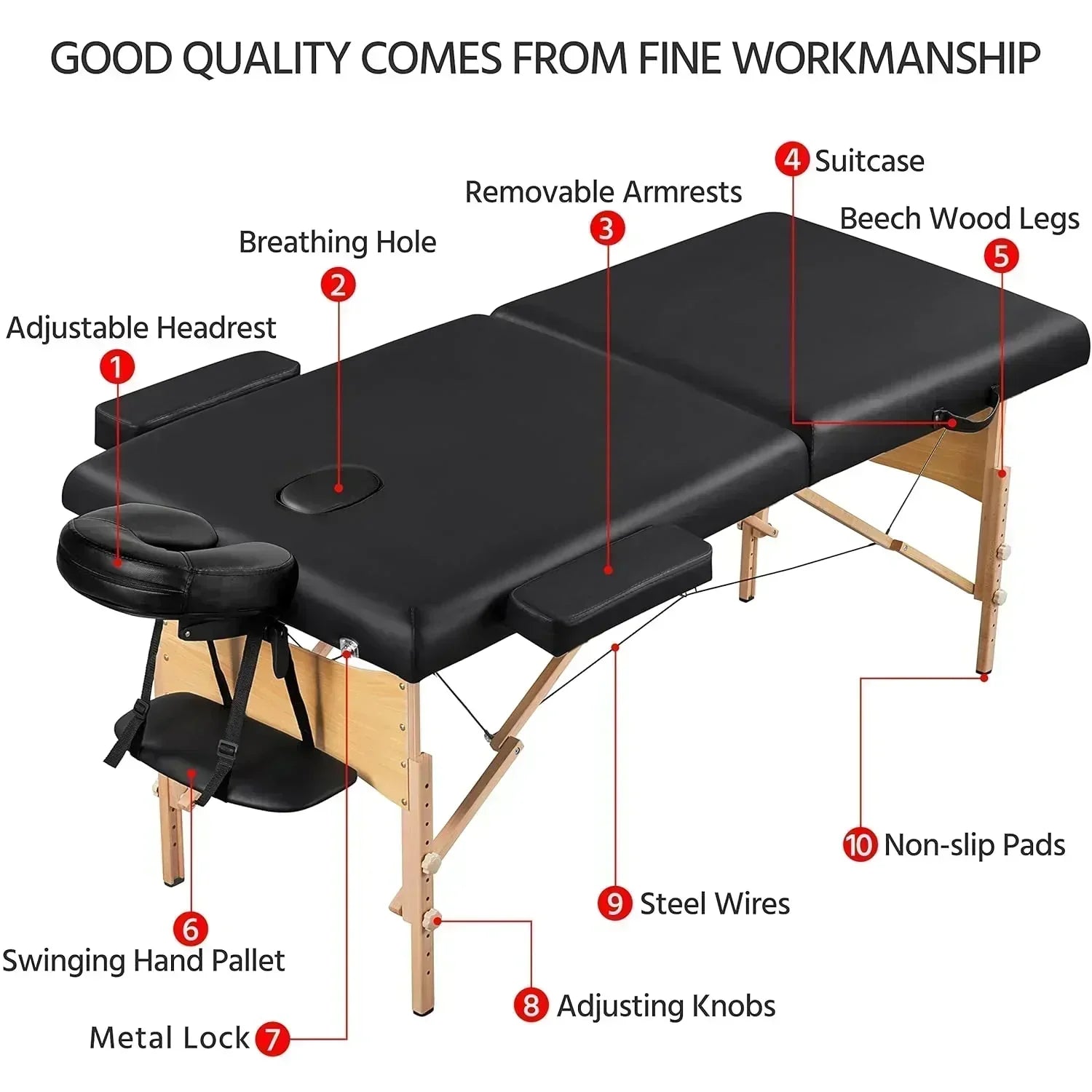 Yaheetech Massage Table Portable Lash Beds Spa Bed Massage Couch Foldable Spa Tables