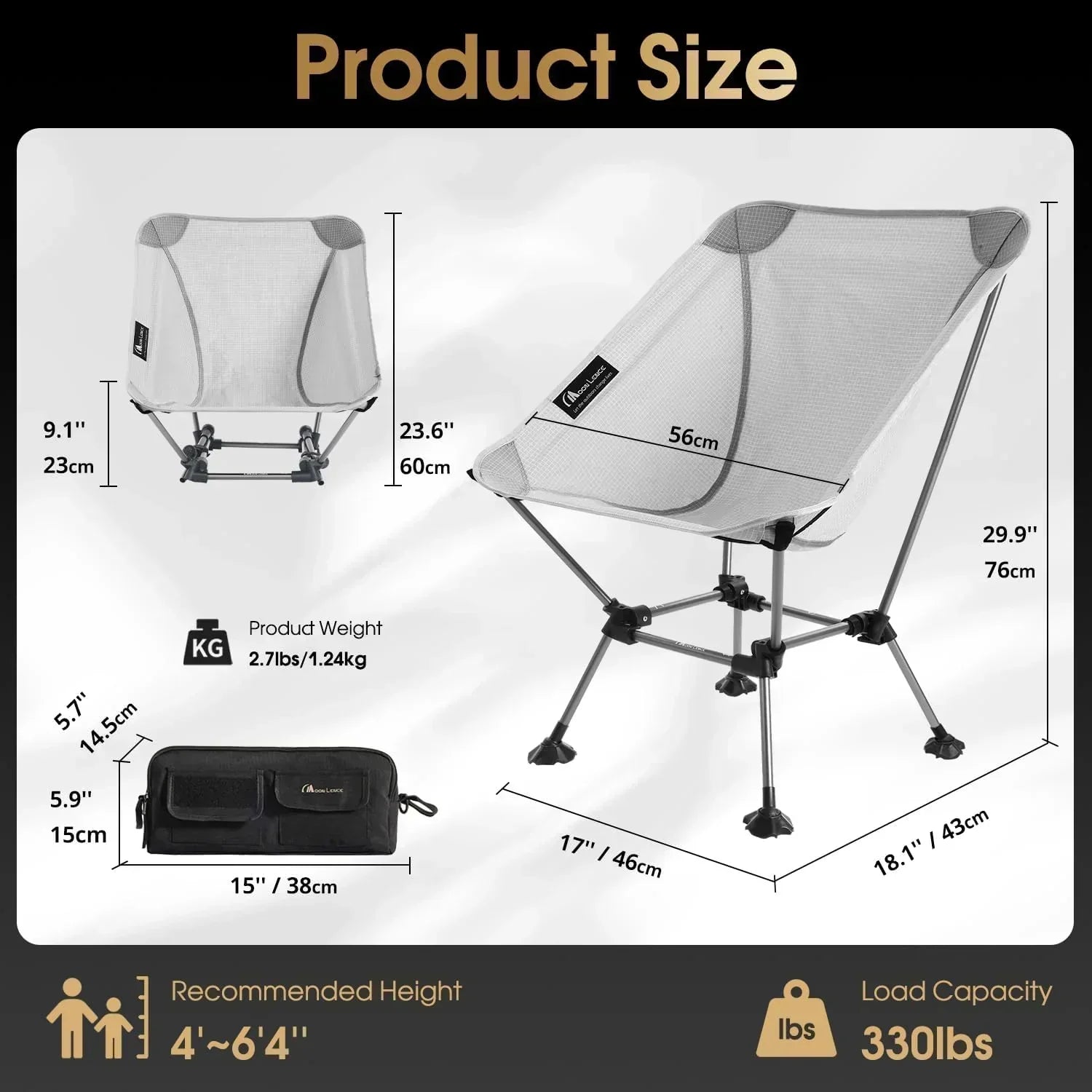 Portable Camping Chair Plus Folding Chair for Backpacking and Hiking