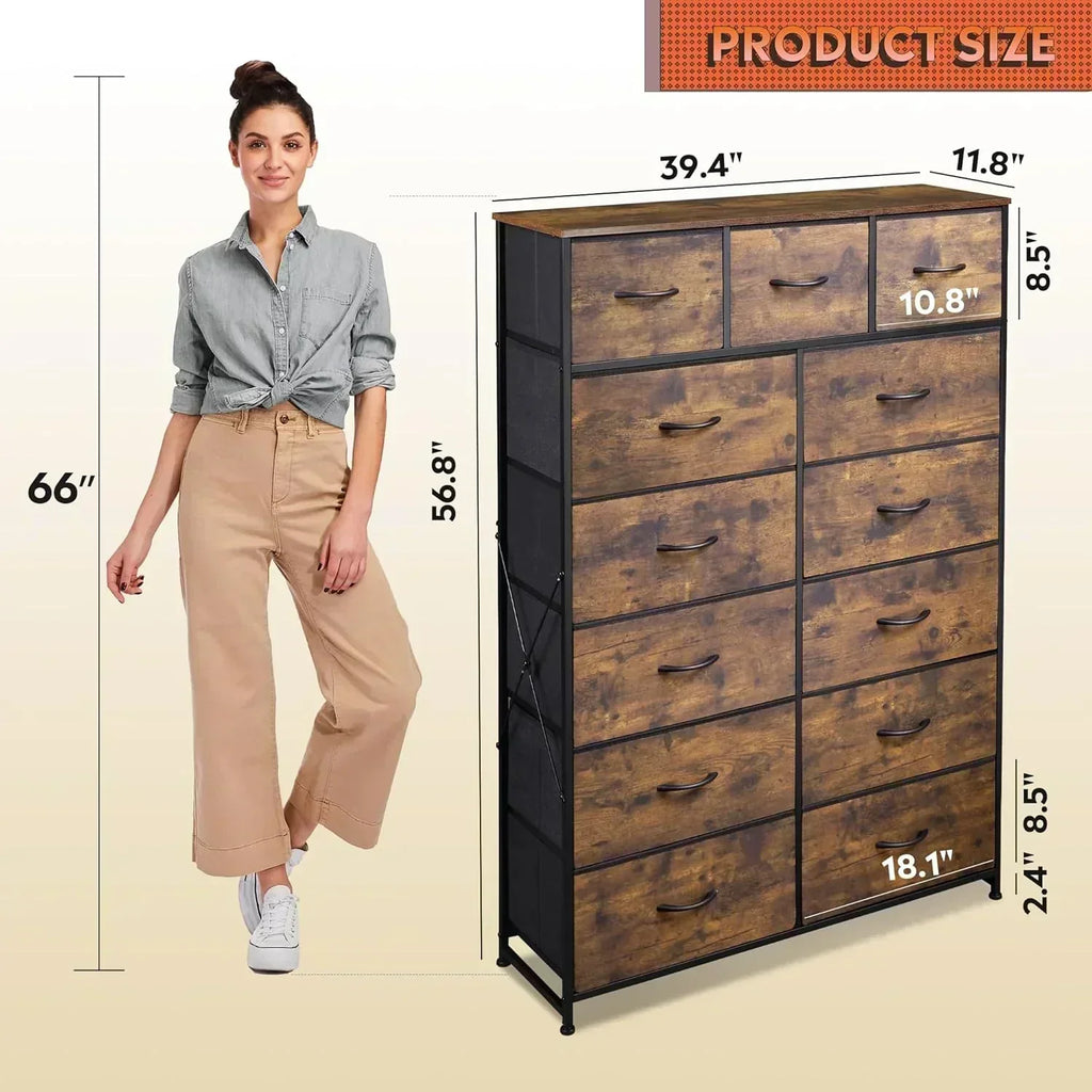 WLIVE Storage Organizer Unit with 13 Fabric Bins Storage Drawers Organizer with Steel Frame