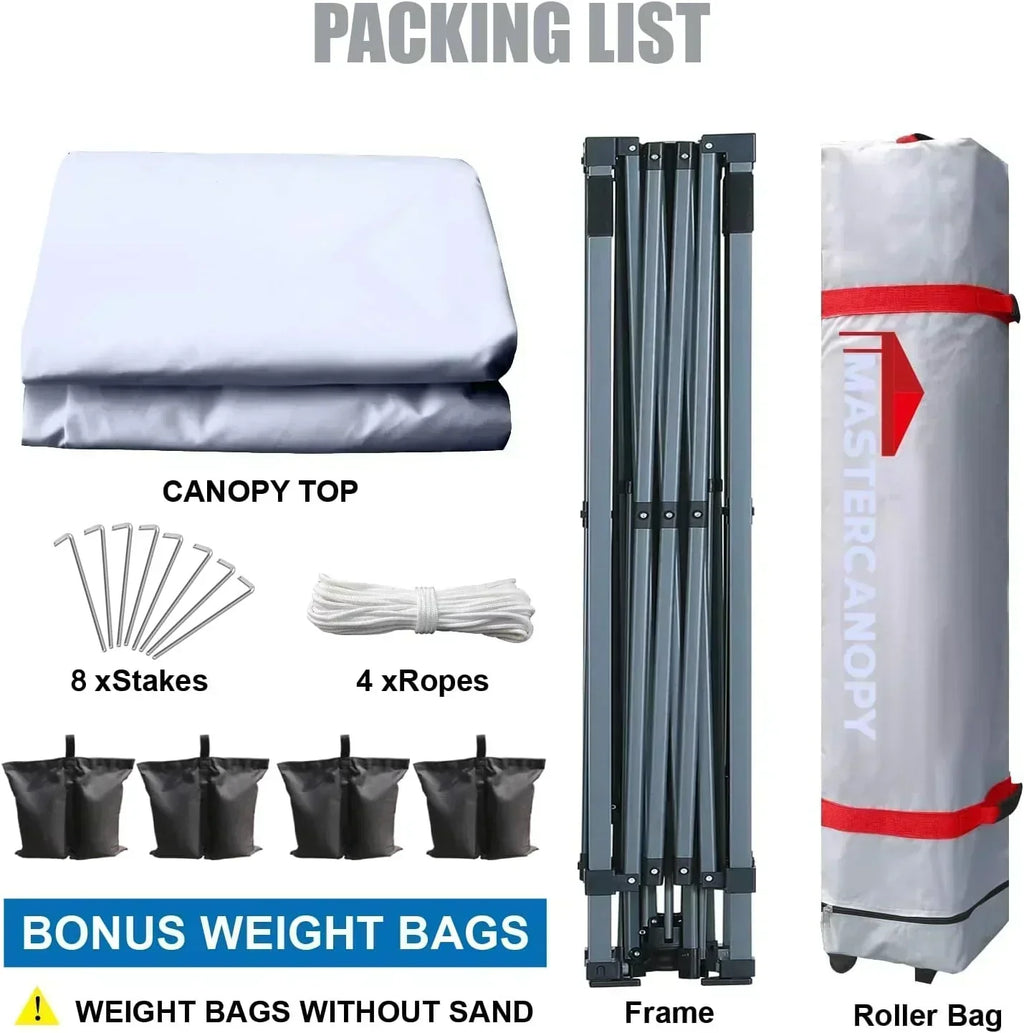 Durable Pop-up Canopy Tent with Roller Bag (10x10 Black)