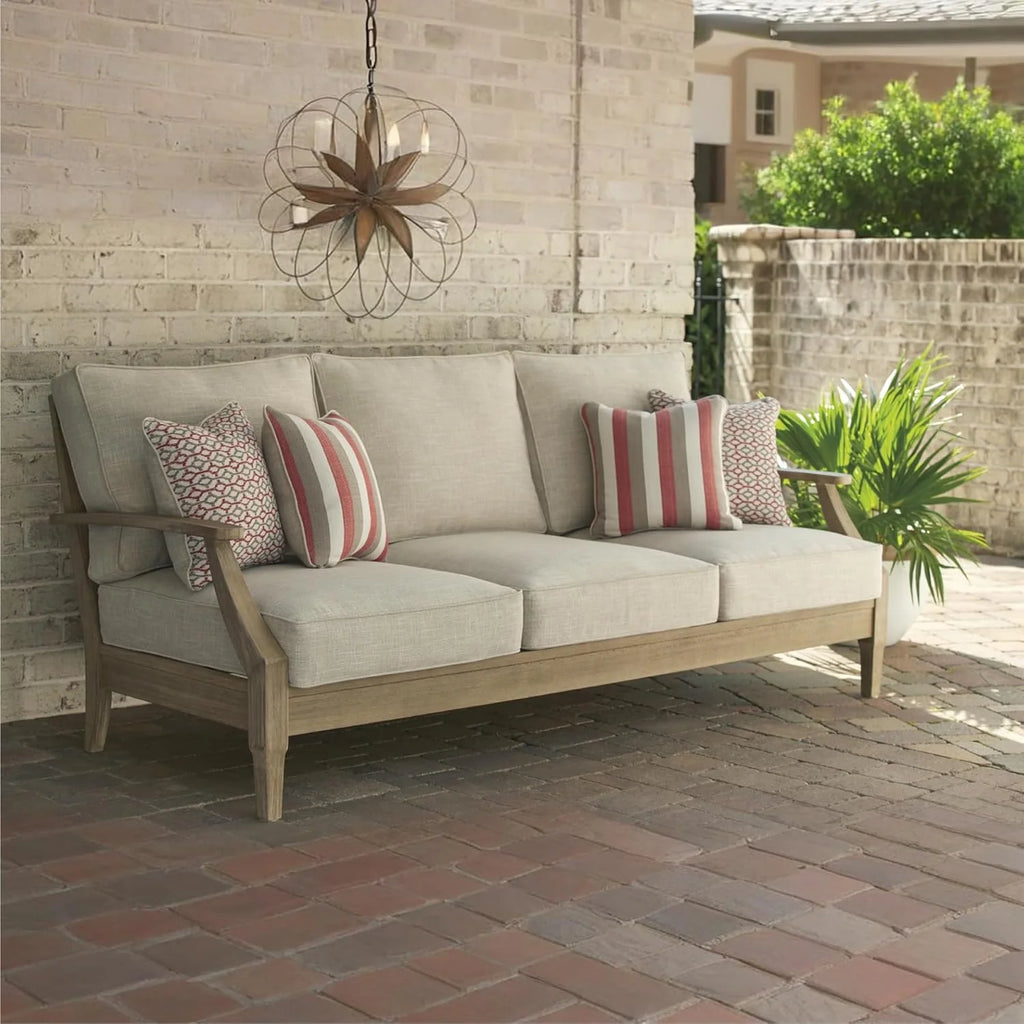 Coastal view outdoor terrace eucalyptus sofa