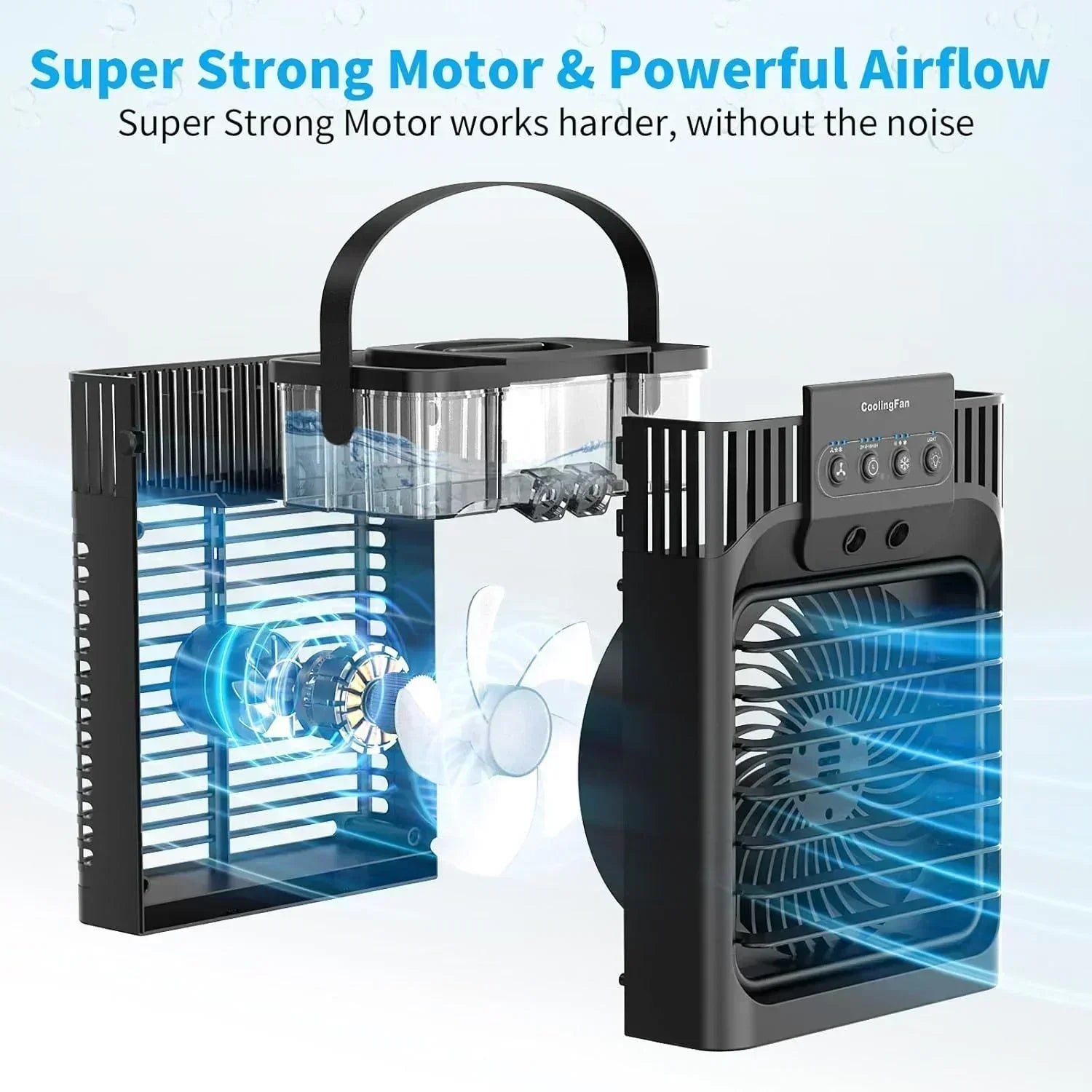 Portable Air Conditioners 4-in-1 Evaporative Air Cooler 3 Modes 7 LED Light Cooling Fan