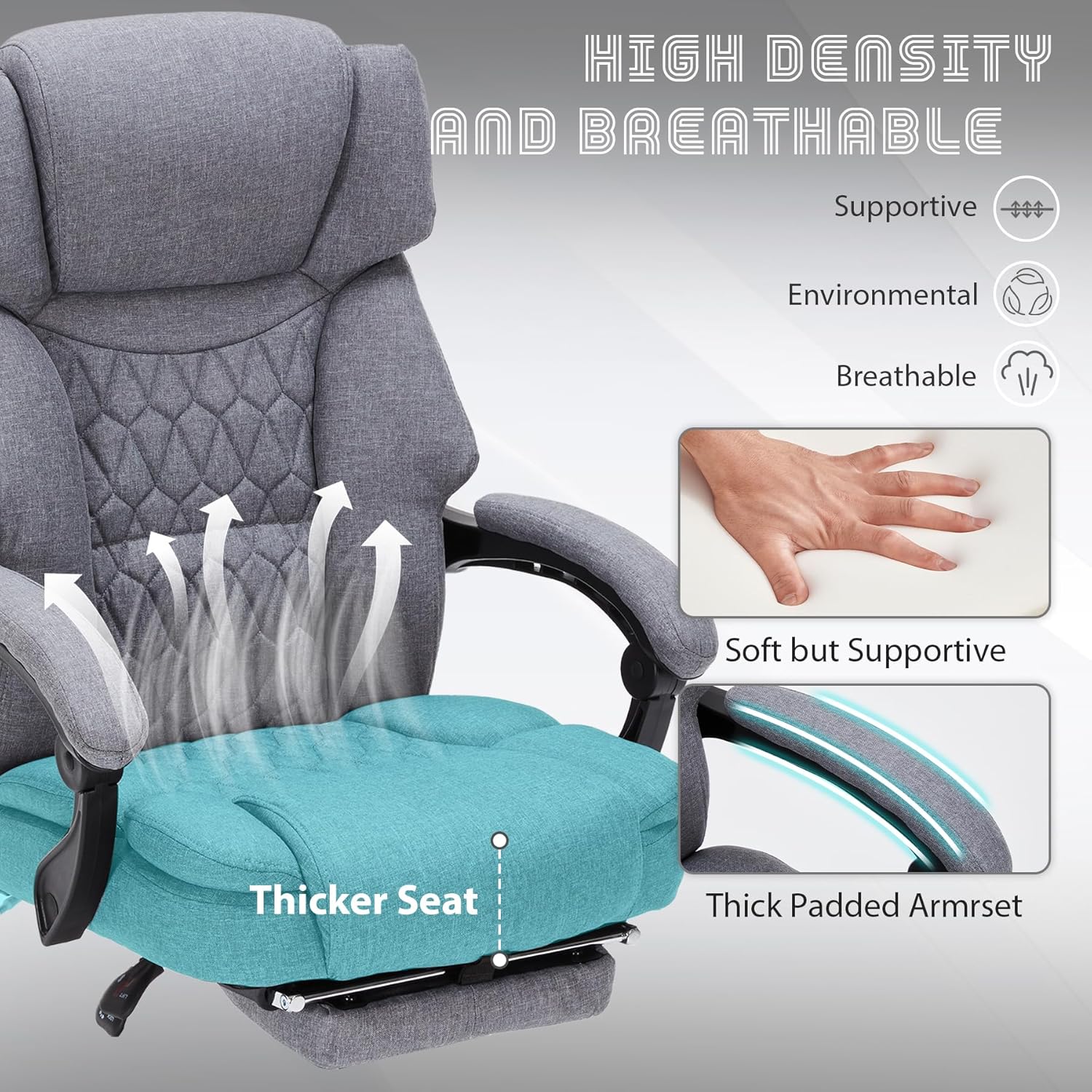 Massage Office Chair with Footrest 6 Point Vibration and Heating Home Executive Office Desk Chair