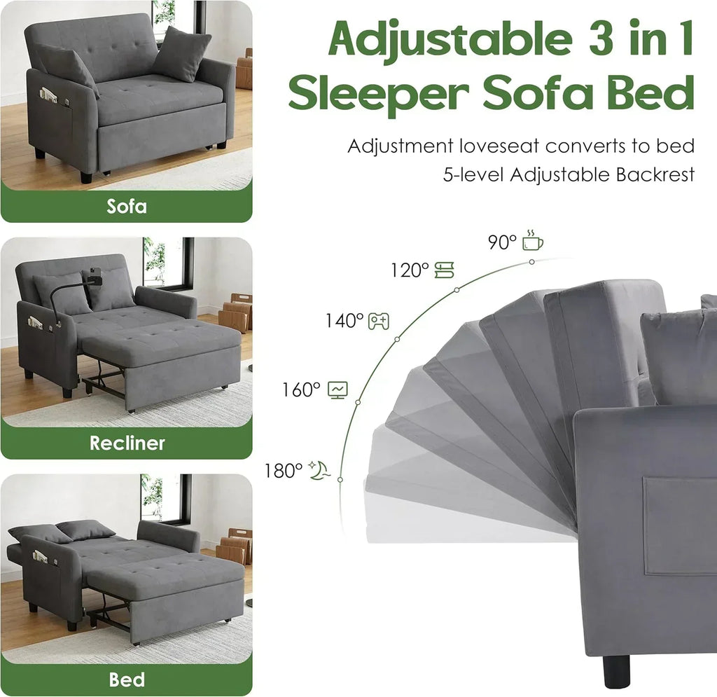Sleeper Sofa Bed 3 in 1 Convertible Sleeper Couch Bed Pull Out Small Loveseat Sofa