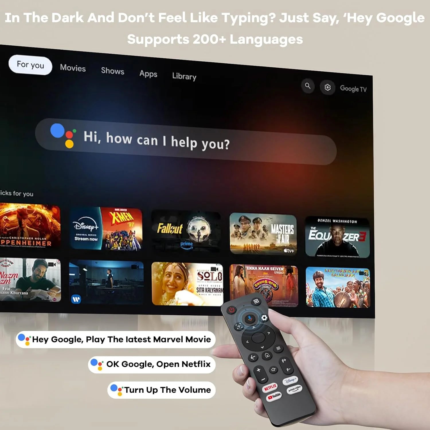 4K Projector Built-in Google TV: 2500 ANSI/Auto Lens Cap & 4D Keystone/Auto Focus