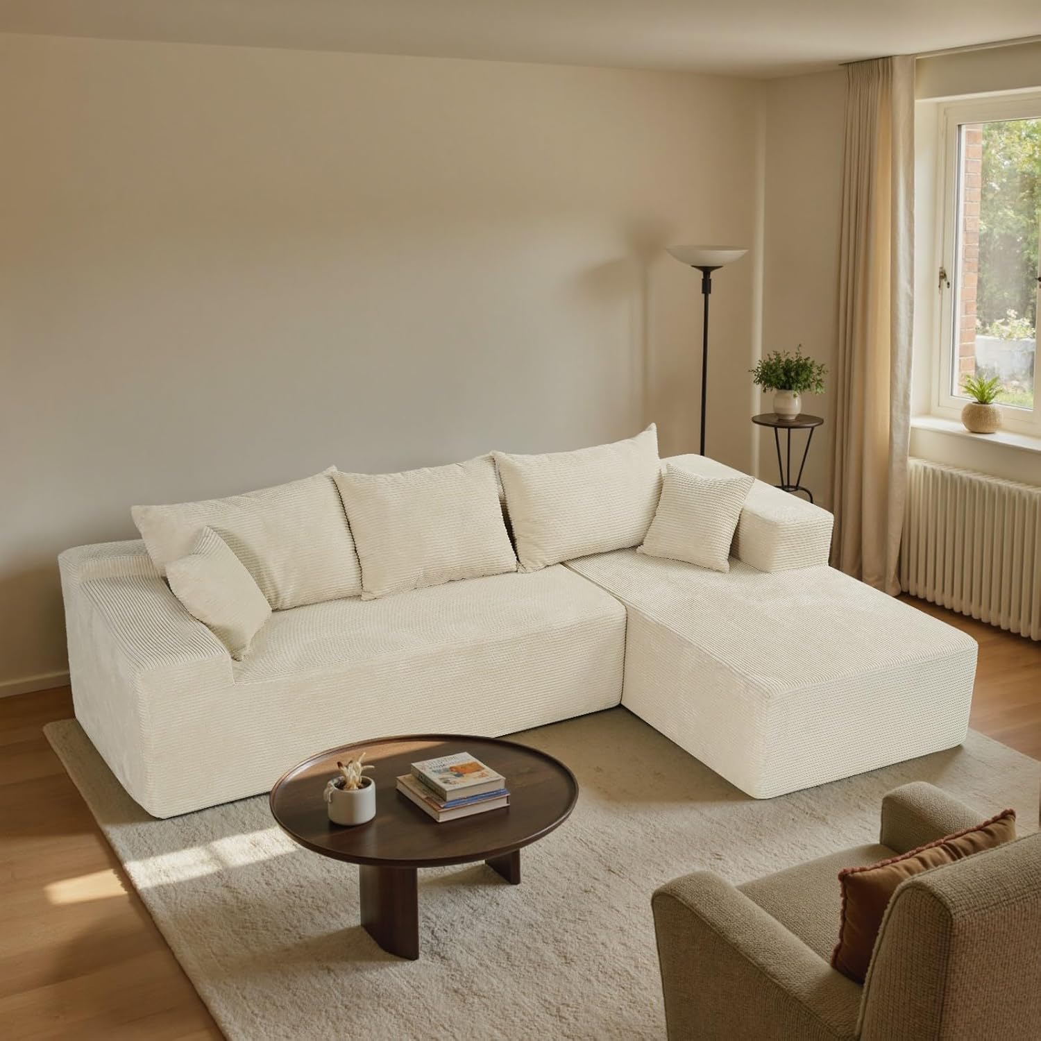 Cloud sofa with L-shaped lounge chair modern modular sofa with deep seats