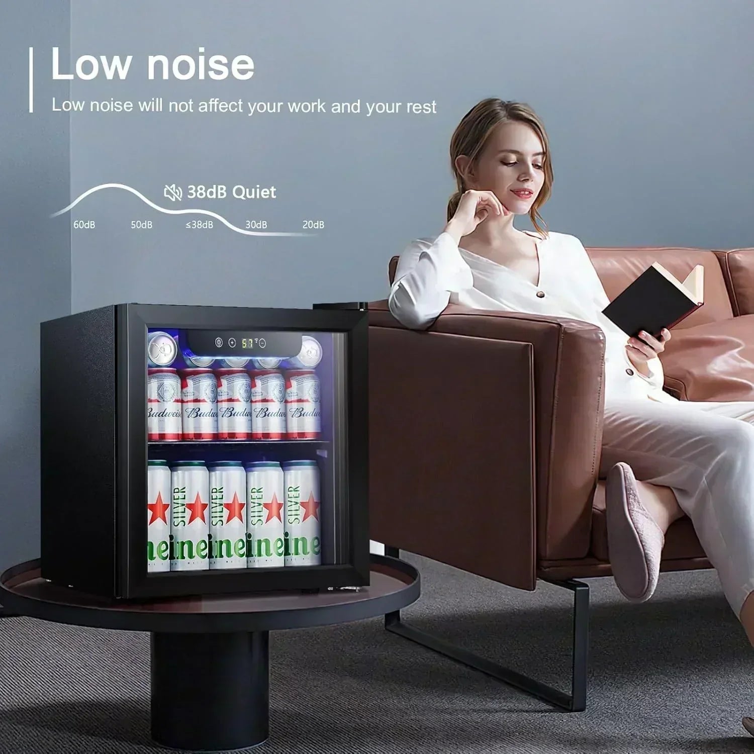 Antarctic Star Beverage Refrigerator Cooler 68 Can Mini Fridge with Glass Door for Beer Drinks Wine