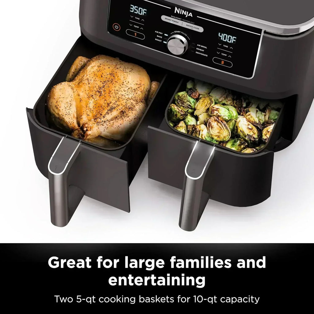 Ninja Foodi 6-in-1 FlexBasket Air Fryer with 7 QT MegaZone Basket Divider for Large Proteins