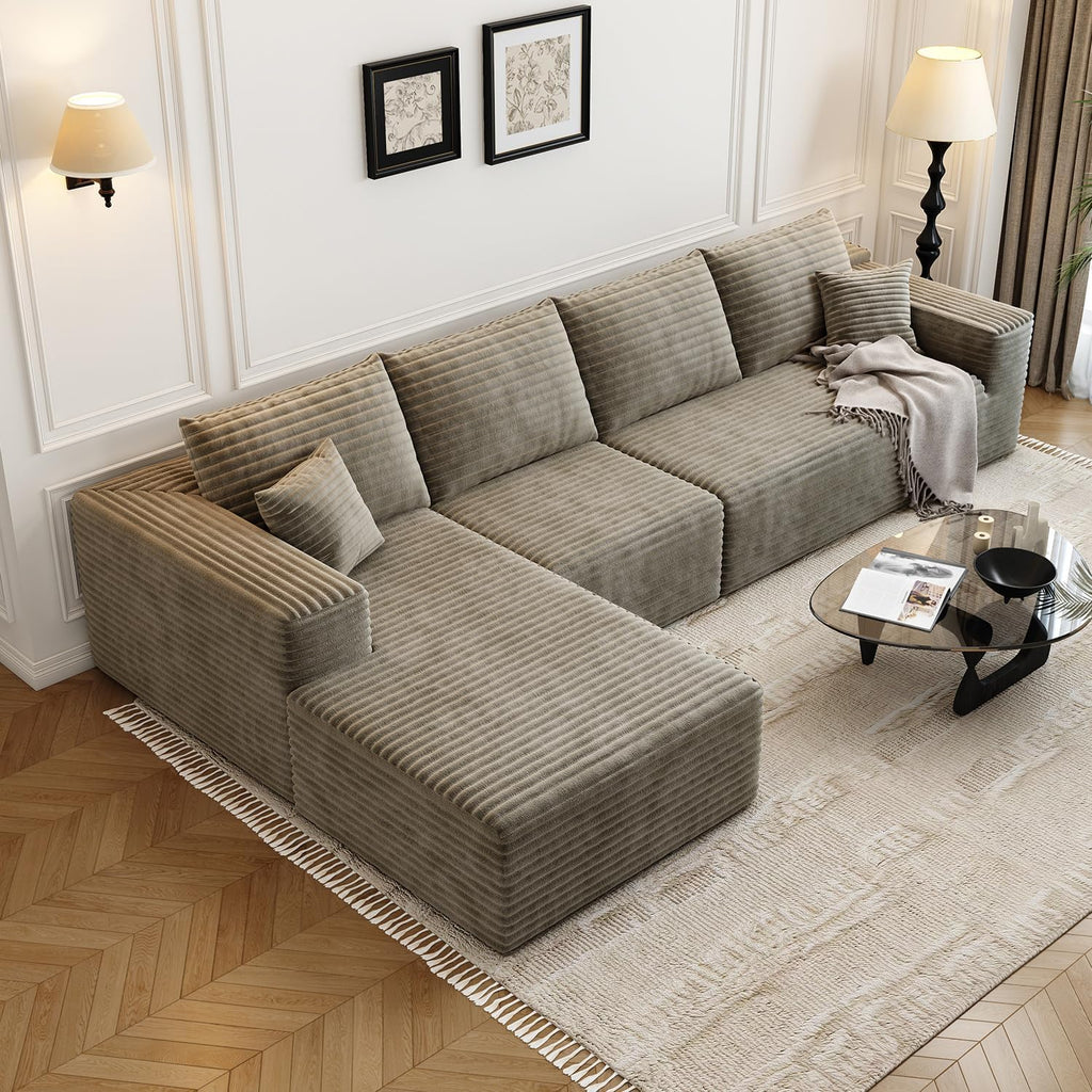 107.5 Cloud Modular Sectional Sofa Couch with L-Shape Chaise,Modern Minimalist Upholstered Couches