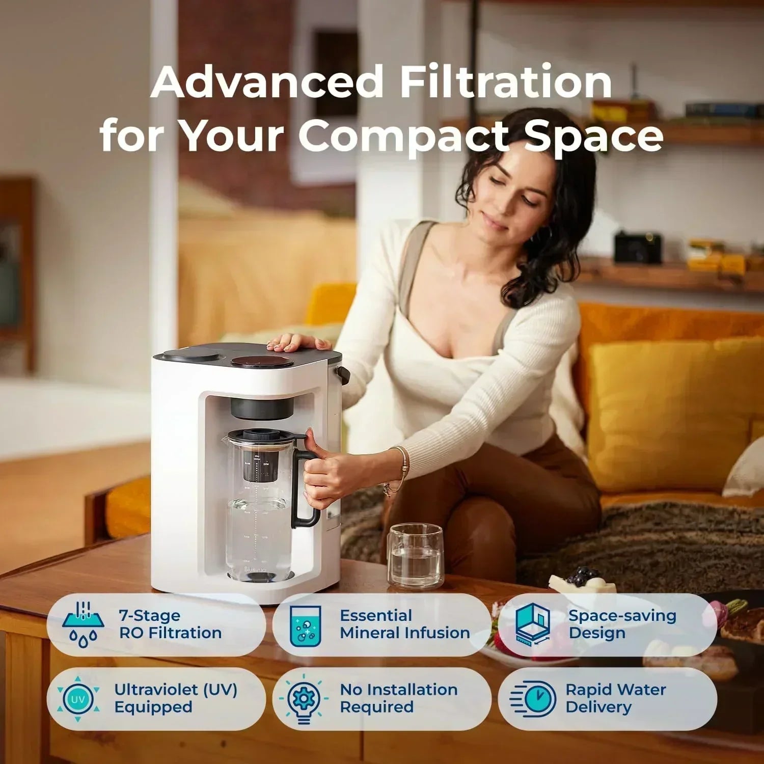 Bluevua RO100ROPOT-Lite(UV) reverse osmosis system countertop water purifier 7-stage purification