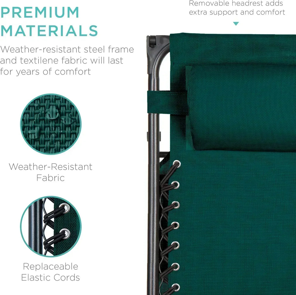 Best Choice Products Folding Zero Gravity Recliner Patio Lounge Chair Adjustable Canopy Shade